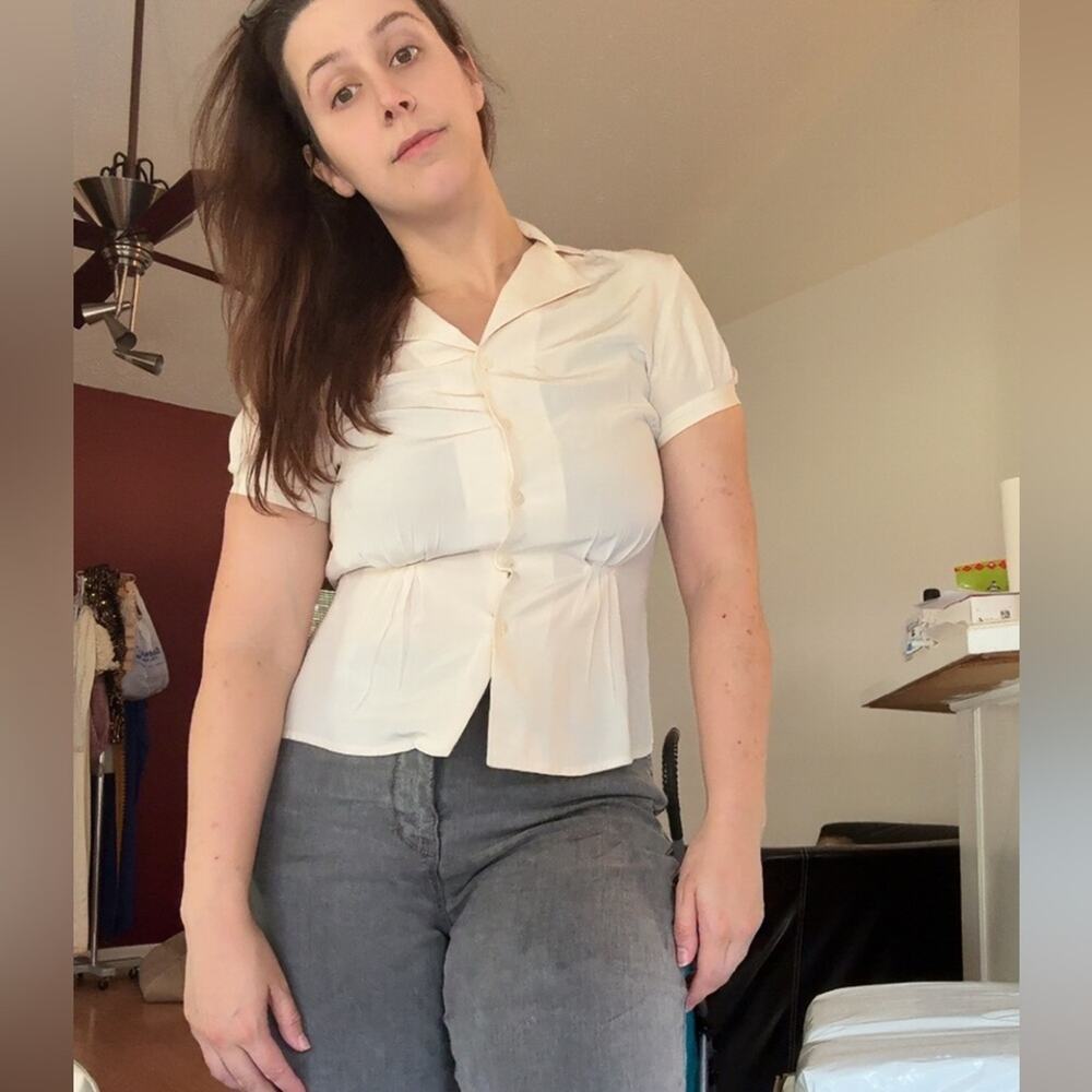 90s silk pleat shirt - Picture 2 of 9